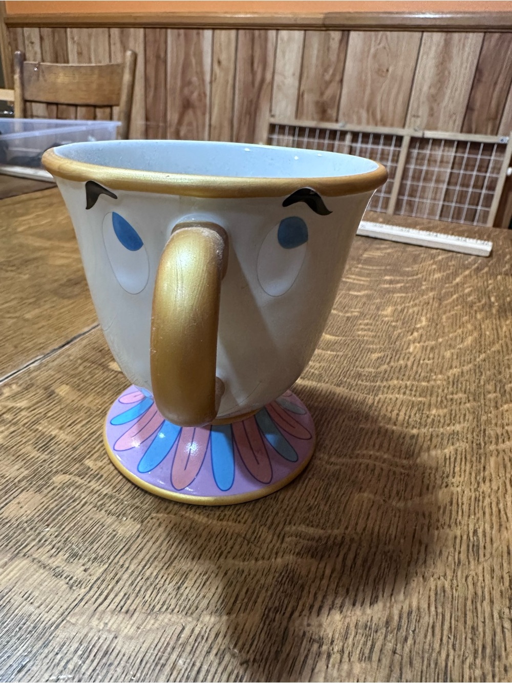 Disney Chip Character Pedestal Teacup Mug in White, Gold, Pink, Blue